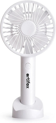 Artifax Rechargeable Portable Fan With Compact Design |Detachable Desktop Stand and Mobile Holder USB Fan(White)