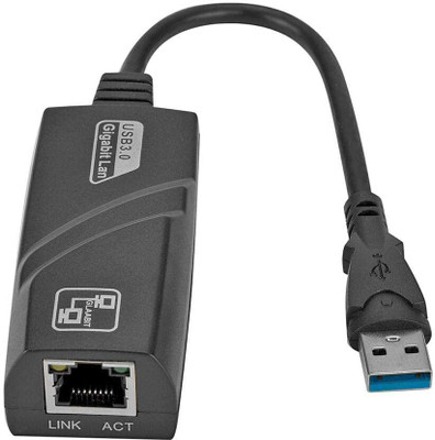 VOOCME Network Wired Cable, USB 3.0 to Ethernet Adapter Gigabit RJ45 LAN Converter -Speed Upto 10/100 Mbps Laptop Accessory(Black)