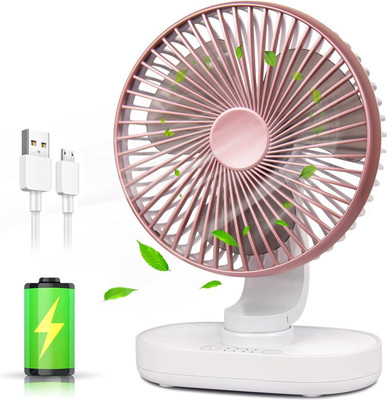 YOZO Table fan Powerful Rechargeable with LED Light Table Fan for Home, Office Desk Mini Desk Fan Portable 3 Speeds Wind Desktop Table Cooling Fan For Car Outdoor USB Fan, Led Light, Rechargeable Fan(SWING GOLD)