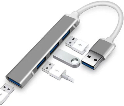 Foxne Point USB HUB 4 in 1 Multi Port Dongl USB 3.0 Ports, 480Mbps 4 in 1 hub to USB3.0 Type-C 3xUSB High Speed Splitter 4 Port Card Reader(Grey)