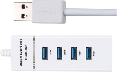 Fangtooth 303 USB Hub 4-Port 4-Port Super Speed (5 Gbps) Plug & Play 3.0 USB Hub(White)