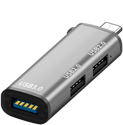 RuhZa 3 Ports USB Adapter, Type C to 3 Port USB HUB 3 in 1 USB C to USB 3 in 1 USB C to USB 3.0 HUB, Type-C to USB 3.0 & USB 2.0 USB Flash Drive(Grey)