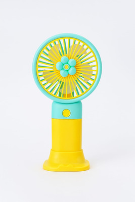 Grafftee Portable Mini Rechargeable Hand Fan | USB Battery Operated 5-Bladed Strong Wind Mini Hand an USB Fan(Yellow, Light Blue)
