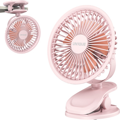 UN1QUE Portable Clip on Fan Battery Operated, 6 Inch Powerful USB Table Fan, 3 Speed Portable Clip on Fan Battery Operated, 6 Inch Powerful USB Table Fan, 3 Speed USB Air Cooler(Pink)