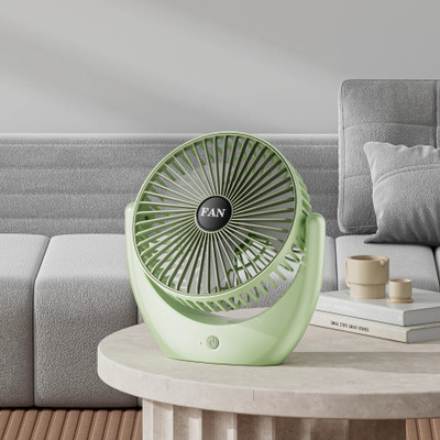 Tazomi Mini USB Charging Desktop Fan Multi-Angle Air Delivery Three Speeds Quiet Table Mini Portable Battery Operated USB Fan(Light Green 1)