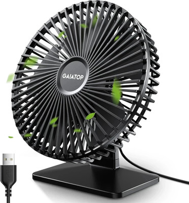 Gaiatop 3 Speeds Portable Mini Powerful Desktop Table Fan Small Table Fan, 6.5 Inch Ultra-quiet, 90° Adjustment for Better Cooling USB Fan(Black)