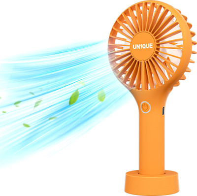UN1QUE Portable Hand Fan Mini With Lanyard, 3 Speeds Small Fan, USB Fan Rechargeable Powerful Brushless Motor-Indoor and Outdoor USB Fan(Orange)