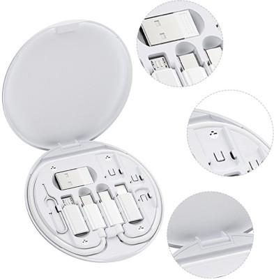 ZEPAD All USB cable kit Universal Smart Adapter Card Storage Box For All Android & IOS All-in-One Quick Charging Data Cable Storage Kit & Hidden Holder USB Cable(White)