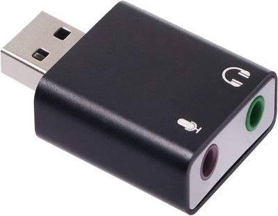 AMG Music USB Sound Card 7.1 Channel External USB Audio Sound Card Adapter with Headphone and Microphone Jack Play No Drivers Needed for Laptop and PC Sound Card(Black)