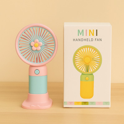quickdeall Mini Handheld Fan with Cute Flower Design | Fresh Cooling Air | Portable USB Cooling Fan | Rechargeable Fan(Multicolor)