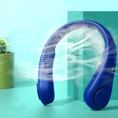 Woomzy Mini Hand Free Portable Neckband Fan USB Rechargeable Lazy Mini Hand Free Portable Neckband Fan USB Rechargeable Neck Hanging Fan nack USB Fan(Blue)