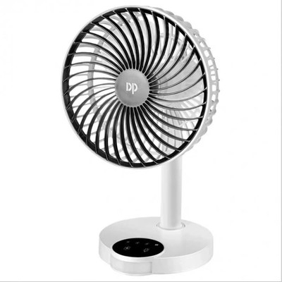 Dp 7626 (PORTABLE RECHARGEABLE TABLE FAN) LED Night Light with 4000mAh Battery 7626 -3 Speed Gear USB Fan(White)