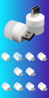 BZILO USB MINI BULB LIGHT WITH CONNECT ALL MOBILE WALL CHARGER PACK 12 FL38 PACK OF 12 USB LED Light Plug in Night Light Bulb_M38 Laptop Accessory(Multicolor)
