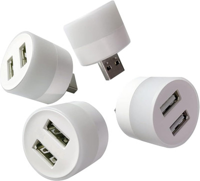Wifton USB LED Plug Night Light With 2 USB Charging Ports USB LED Plug Night Light With 2 USB Charging Ports Led Light, USB Hub(White)