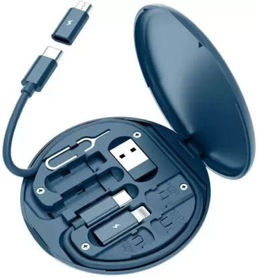 Techpunch All in One USB Quick Charging Travel Cable Set with Type C All usb Smart Adapter Card Storage Box, Compatible with All Android USB Cable USB Cable(Blue)
