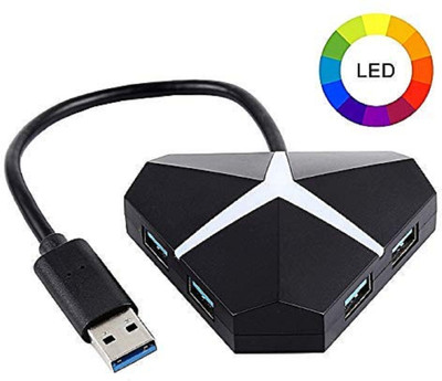 BhalTech Breathing Lights 5GBPS USB 3.0 4 Port USB HUB Lights Breathing 5GBPS USB 3.0 4 Port USB HUB HIGH Speed Portable 3.0 USB HUB USB Hub(Black)
