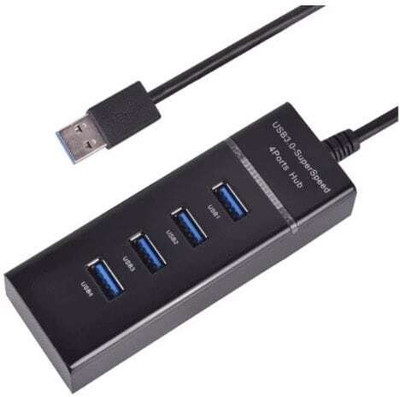 RECTITUDE Mini-Hub 3.0 Super Speed Multiport Slim USB Hub 1 feet Cable Length Adapter USB Hub(Black)