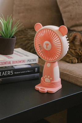 WOYR 3 Speed Portable Fan Rechargeable with stand|Small Fan USB Rechargeable Fan Rechargeable Fan(Light Pink)