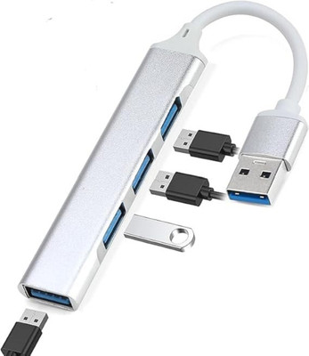 SarvoTeleweb 4-in-1 USB to A Multiport Hub USB Connector with Fast Data 02 USB Hub(Silver)