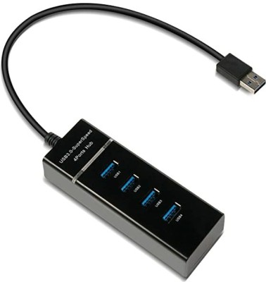 RAREGEAR High Speed 4 Port 3.0 USB Hub (Black) 3.0 4 Port USB Hub 3.0 Adapter Cable with 5Gbps Speed, Laptop, PC Computers USB Hub(Black)