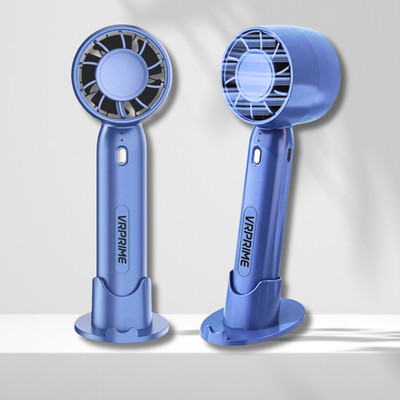 VRPRIME Rechargeable Hand Fan with Phone Holder | 3 Speed Settings | 2000mAh Battery Cooling Solution Portable USB Fan(Blue)