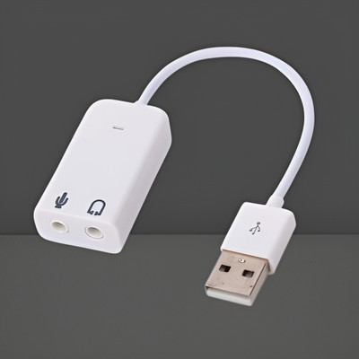 SDMINITEK Channel Audio USB Sound Card with 3.5mm Headphone & Microphone Socket 011 Compatible with Windows, Mac, macOS, Linux, PS4, PS5 Plug & Play Aluminum Sound Card(White)