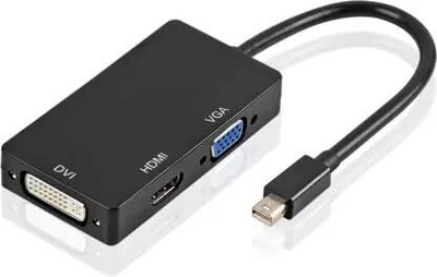 RuhZa 3-in-1 Mini DP Display Port Male to VGA DVI HDMI Female Adapter Connector Cable Air(White) USB Cable(Black)