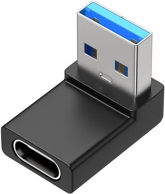 VOOCME USB C to USB 3.0 Adapter 90 Degree Right Angle, USB-C F to USB-A M OTG Adapter Compatible with iPhone 11 12 13 Pro, Samsung Galaxy S22 S21 S20, MaKBook Laptop Accessory(Black)