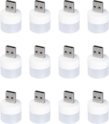 WRADER Portable and Small USB LED Lights for Dark and Night Light Compatible with USB Chargers Laptops Powerbanks and USB Port Devices Pack of 12 USB Led Light(White)