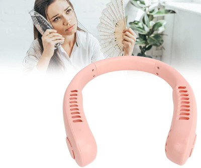 VOLTegIC USB Neck Fan Low Rechargeable Cooling Bladeless Portable-Pink NF-50 Rechargeable Fan, USB Fan(Pink)