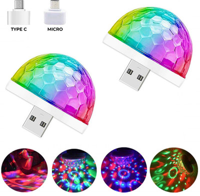 WRADER Auto Color Changing Small USB Disco Light LED Disco Projector Light for Room Party Bedroom Cars and Home Compatible with Mobiles and Other USB Devices Led Light(White)