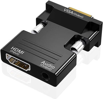 RuhZa HDMI to VGA Adapter HDMI to VGA Audio Output Cable Computer Set-top Box Converter Connector Adapter HDMI Connector(Black)