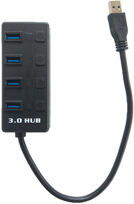 LipiWorld 4 Port Usb Hub Usb 3.0 Superspeed Portable With Switch For Laptop/Notebook/PC USB Hub(Black)