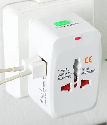 SSVOCATIONPOINT Thunder Surge/Spike Protected Electrical Plug Worldwide Adaptor Thunder Universal Travel Adapter With Built In Dual USB Charger Ports 100-240V USB Cable, Laptop Accessory, USB Charger(White)