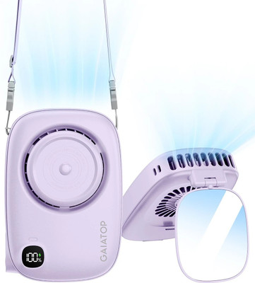 Gaiatop Portable Hand Fan with Makeup Mirror,Cute Camera Design,3 Speed USB Mini Fan with LED Display,Multifunctional Neck Fan for Camping Travel USB Fan USB Fan(Purple)