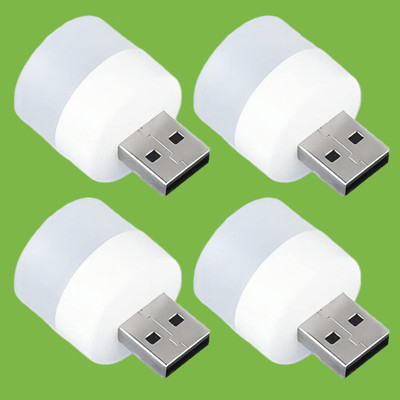 BZILO USB MINI BULB LIGHT WITH CONNECT ALL MOBILE WALL CHARGER PACK 4 FL11 PACK OF 4 USB LED Light Plug in Night Light Bulb_M11 Laptop Accessory(Multicolor)