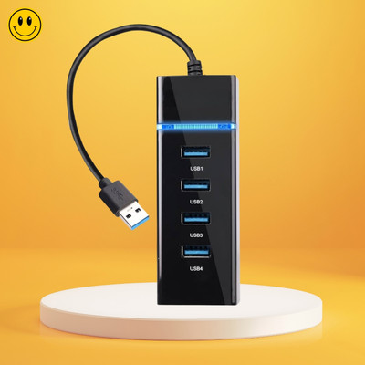 SACRO 4 in 1 USB Hub Multiport Adapter with Fast Data Transfer Speed for PC/LaptopY306 4 in 1 USB Hub Multiport Adapter with Fast Data Transfer Speed for PC/LaptopY306 USB Hub(Black)