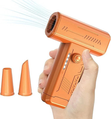SUPVOX Turbo Jet Mini Blower Fan LED Light Handheld Air Duster 2 Nozzles USB Portable Mini Jet Blower Fan with LED Light USB for Car Cleaning Rechargeable Fan(Orange)