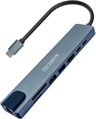 TechBox USB C Hub Adapter with 4K HDMI, 100W PD, SD/TF Card Reader & 2 USB 3.0 Ports 8 IN 1 USB Hub(Silver)