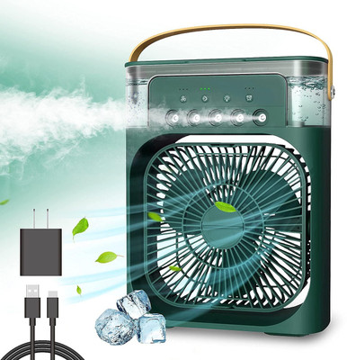 KRITAM Multi Fancy Personal Foldable Portable Desk Table Cooling Portable Double Room/Personal Air Cooler USB Fan, USB Air Cooler, Rechargeable Fan, USB Air Freshener, Led Light, Laptop Accessory(Green)