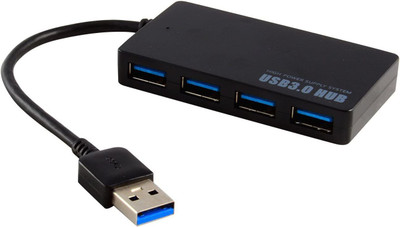 TERABYTE 4-Port USB3.0 HUB 4-Port USB 3.0 Hub with Power Supply Super Speed Portable USB Hub(BLACK, WHITE (COLOR MAYVARY))