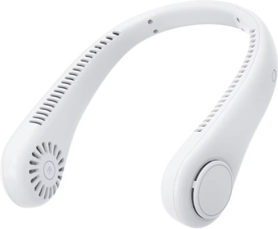 VOLTegIC Hanging Neck Fan Rechargeable - 3 Speeds with 360° Airflow NF-06 Rechargeable Fan, USB Fan(White)