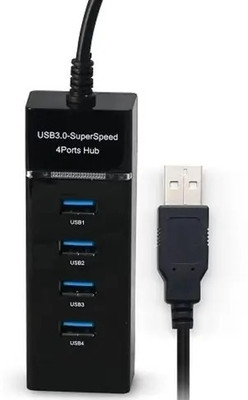 NPU Portable Mini USB HUB 4 Port SuperSpeed 3.0 Led Indication For Laptop, PC_NP113 USB HUB 4 PORT_NP113 USB Hub(Black)