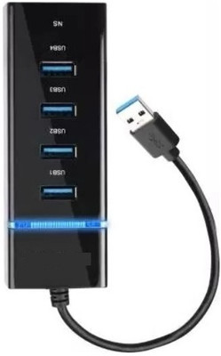 NPU Portable Mini USB HUB 4 Port SuperSpeed 3.0 Led Indication For Laptop, PC_NP55 USB HUB 4 PORT_NP55 USB Hub(Black)