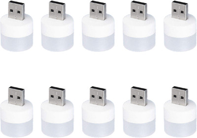 WRADER PACK OF 10 Portable Mini USB LED Lights for Dark and Night Light Compatible with USB Chargers Laptops Powerbanks and USB Port Devices Led Light(White)