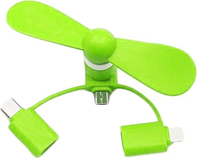TECHGEAR Portable 3 in 1 USB ,Type c ,iphone Mini Cooling Fan Mobile Phone Cooler USB Fan(Green)
