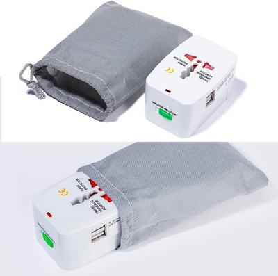 SSVOCATIONPOINT Genuine Surge/Spike Protected Electrical Plug Worldwide Adaptor Genuine Universal Travel Adapter With Built In Dual USB Charger 100-240V USB Cable, Laptop Accessory, USB Charger(White) SSVOCATIONPOINT Genuine Surge/Spike Protected Electrical Plug Worldwide Adaptor Genuine Universal Travel Adapter With Built In Dual USB Charger 100-240V USB Cable, Laptop Accessory, USB Charger(White)