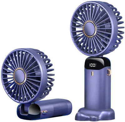 DIGITRENDS Blue Mini Portable Fan, Rechargeabe Handheld Fan electric 1800 mah 5 Speed n15 handheld fan with display Rechargeable Fan(White)