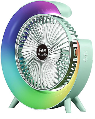 BfsTeckt Rechargeable Table Fan with LED, 3-Speed USB Mini Fan, 180° Rotation, 2400mAh Rechargeable Table Fan with LED, 3-Speed USB Mini Fan, 180° Rotation, 2400mAh USB Fan(Green)