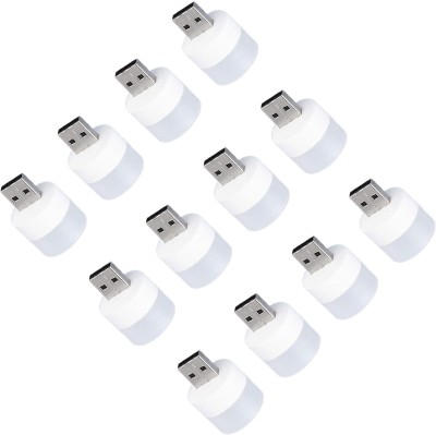 MOBIZAC PACK OF 12 Portable and Mini USB LED Lights for Dark and Night Light Compatible with Laptops USB Chargers Powerbanks and USB Port Devices Led Light(White)